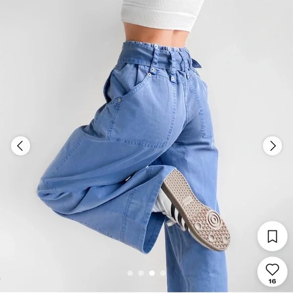 ⭐️NWT Free People Sloane Belted Wide Leg Pants⭐️ - Picture 2 of 11